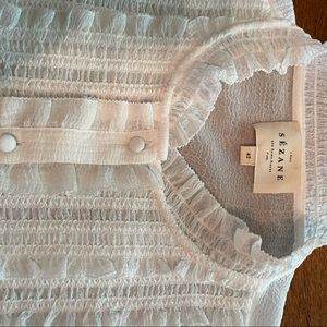 Sézane ruffle front silk blouse - shirt sleeved